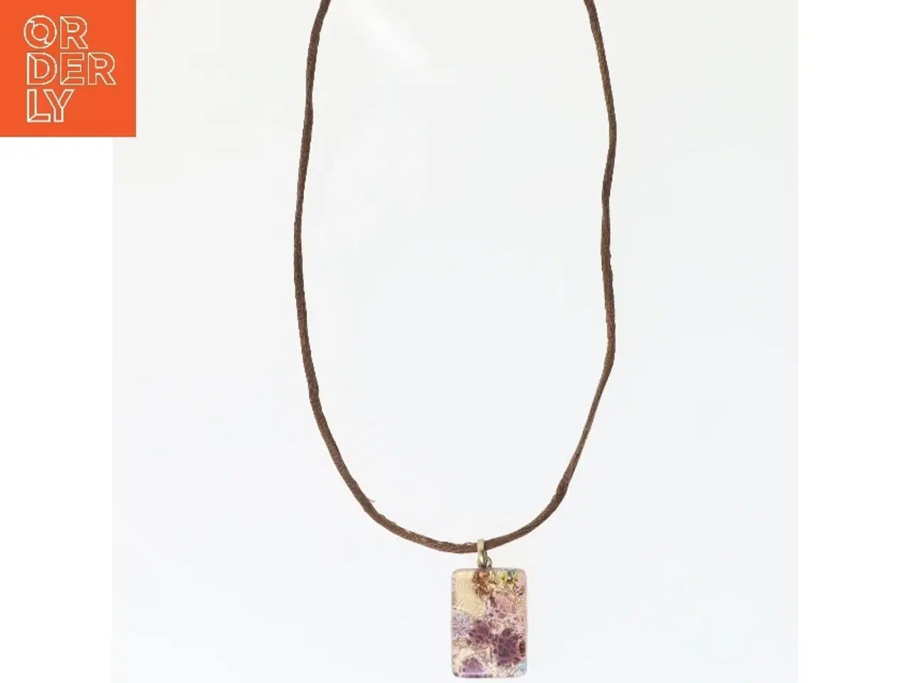 Billede 1 - Halskæde med rektangulært vedhæng (str. 50 cm)