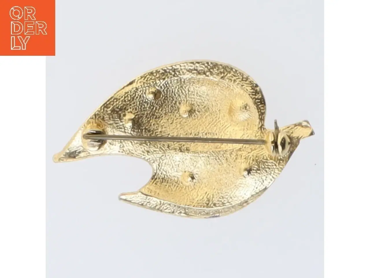 Billede 1 - Delfinbroche med lyserøde sten (str. 4,5 x 3 cm)