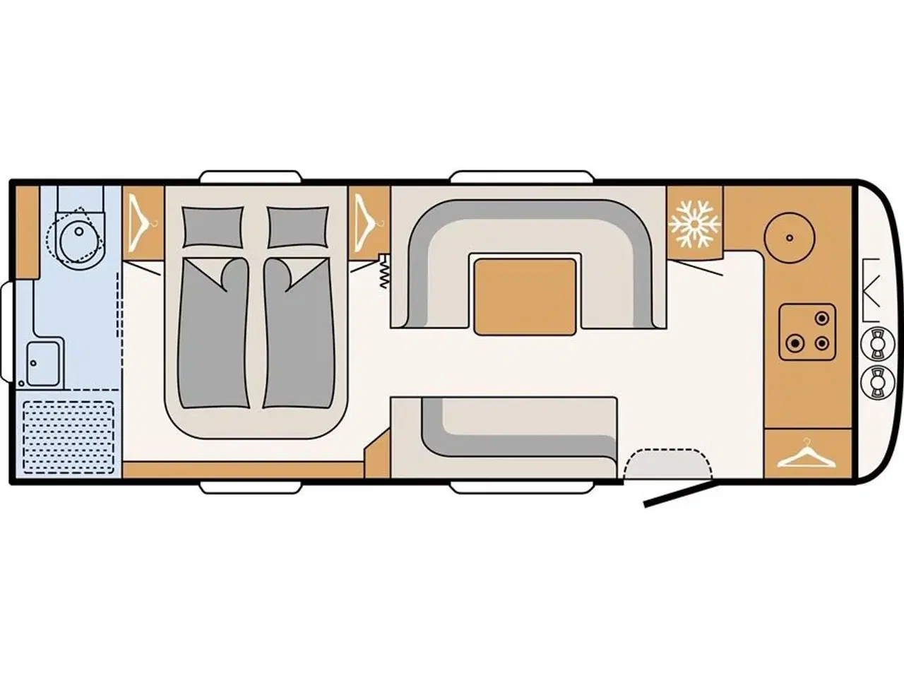 Billede 15 - 2019 - Dethleffs Generation Scandi 695 BQT   Lækker vintervogn med fritstående dobbeltseng og front køkken fra Hinshøj Caravan