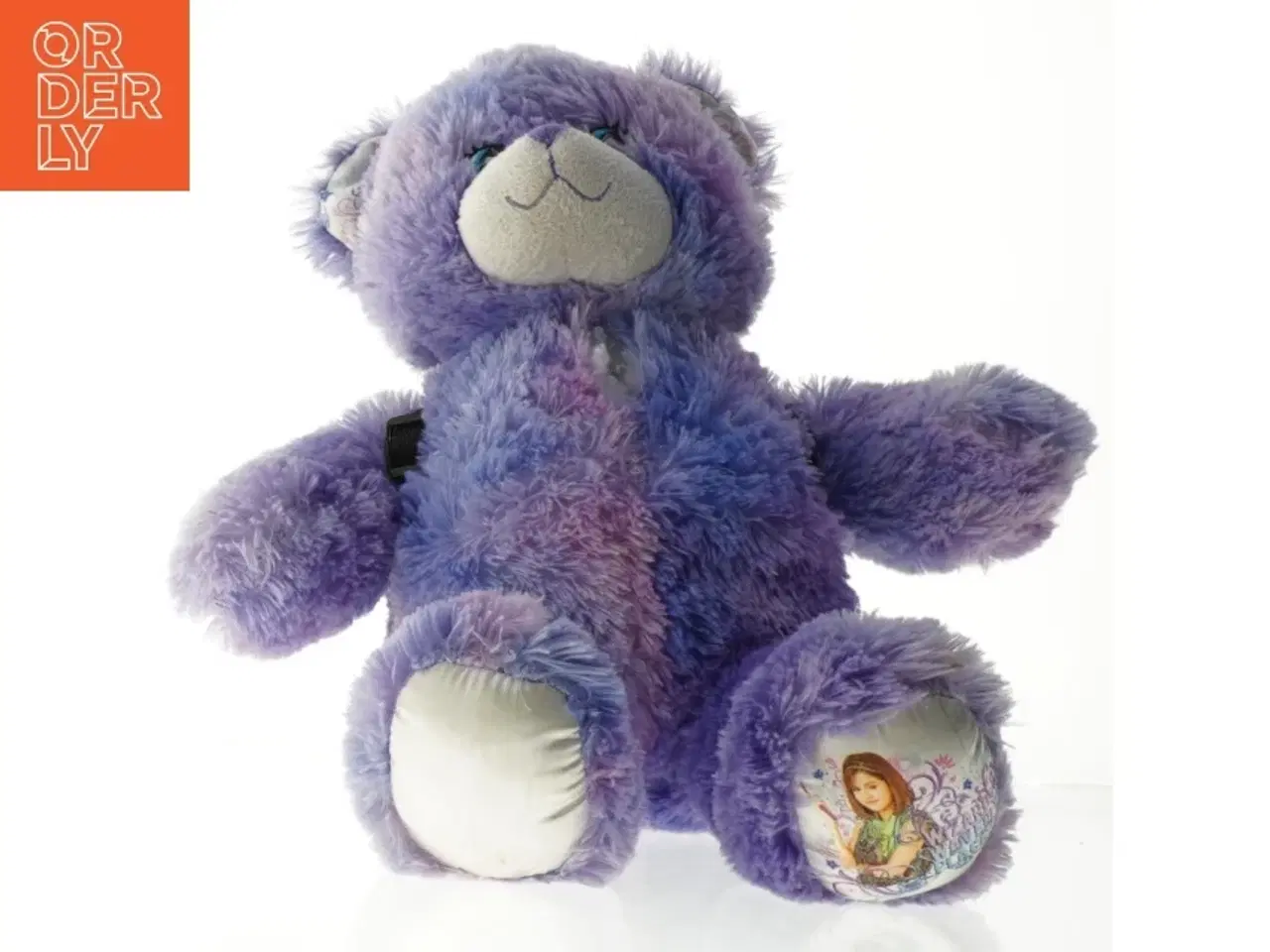 Billede 1 - Flerfarvet teddybjørn med rygsæk (str. 45 x 26 cm)