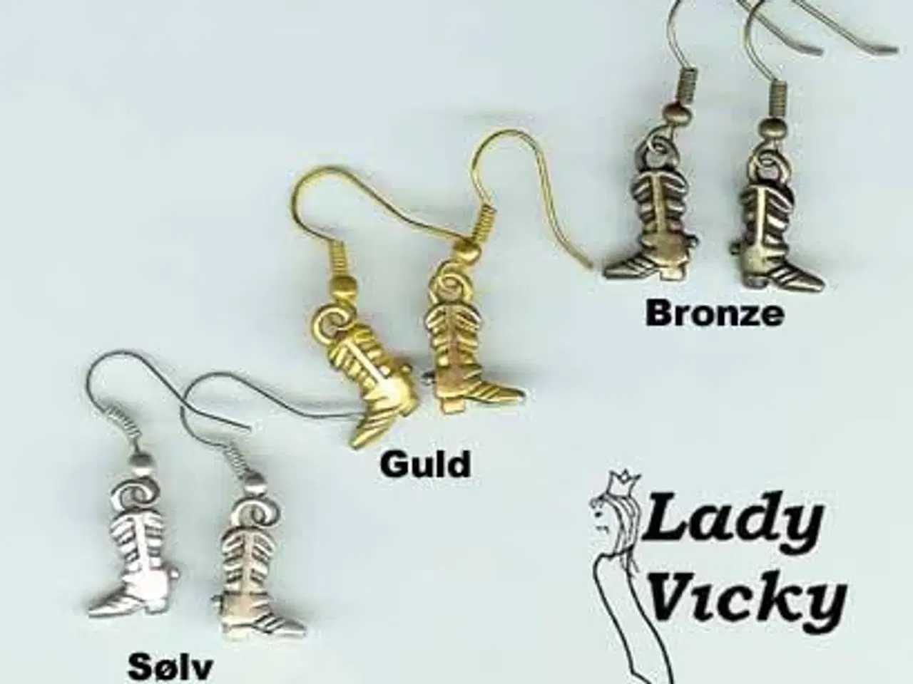 Billede 4 - Øreringe med cowboystøvler i antikguld farve