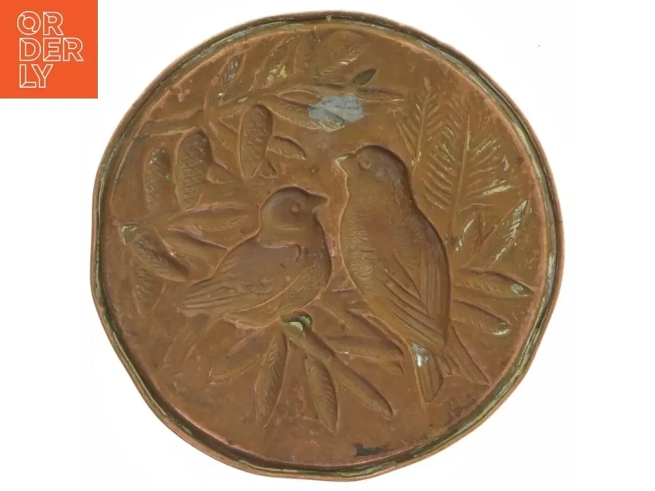Billede 4 - Dekorativ kobber relief med fuglemotiv (str. Ø 18,5x0,5 cm)