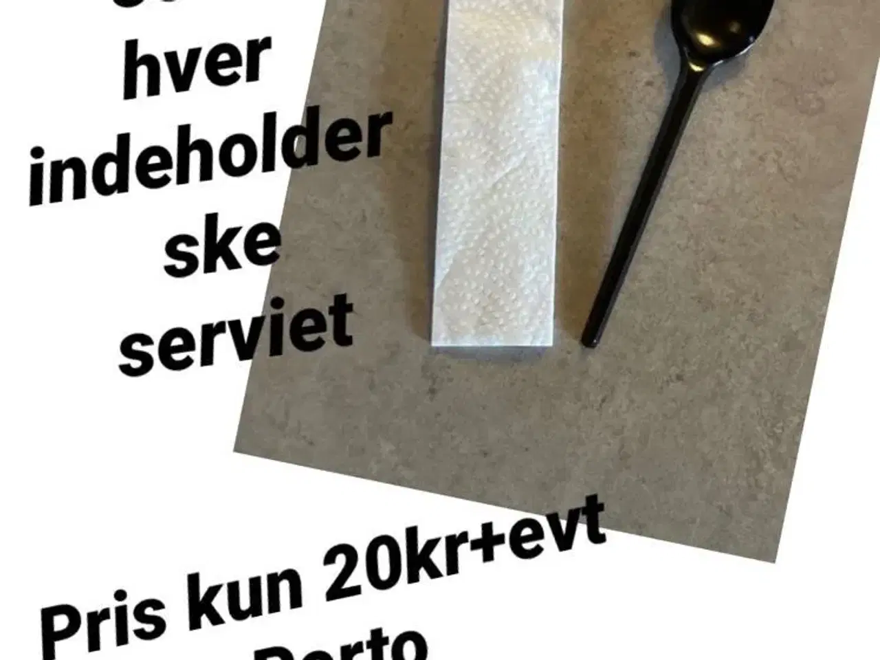 Billede 1 - 10 sæt  plastik ske+serviet