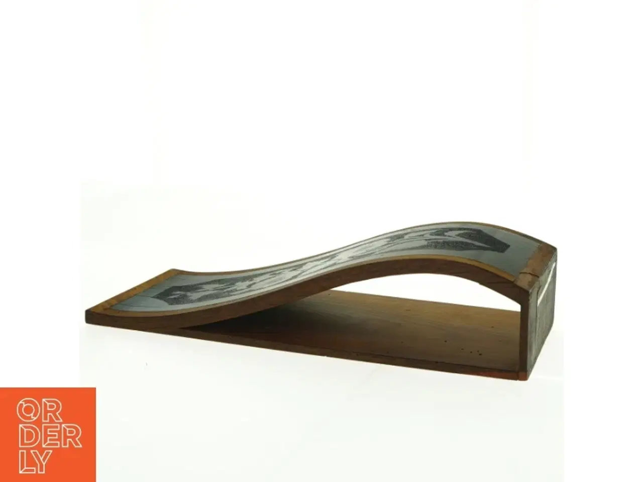 Billede 4 - Træ holder med indlagt blomstermotiv (str. 36,5 x 14 cm)