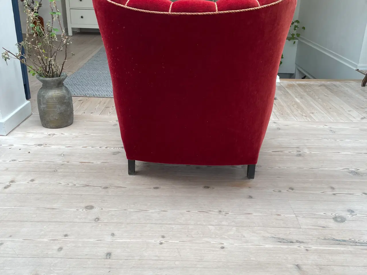 Billede 3 - Lænestol med rødt plyds