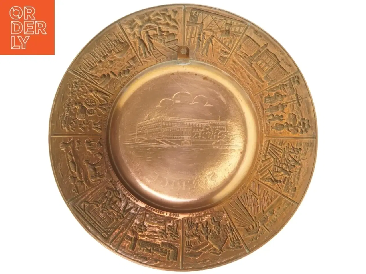 Billede 4 - Dekorativ kobberbakke fra Sverige (str. 27 cm)