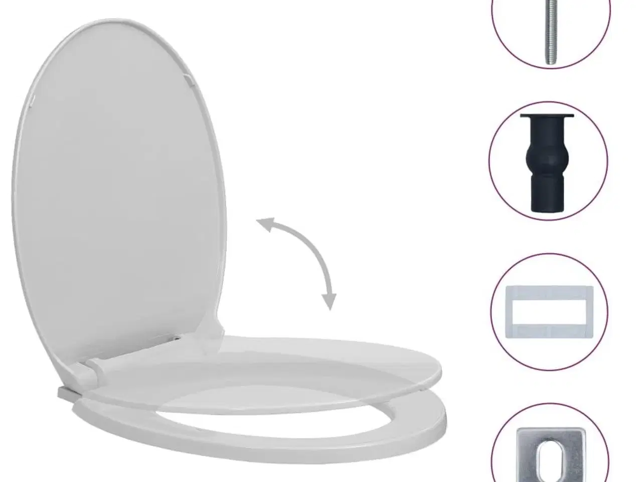 Billede 2 - Toiletsæde med soft close og quick release-funktion oval lysegrå