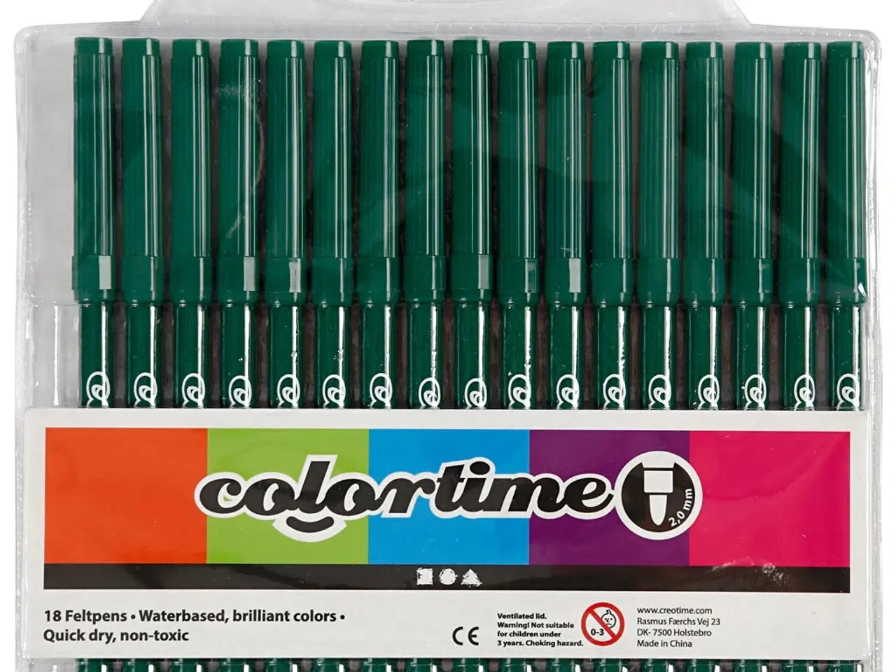 Billede 1 - Colortime Mørk Grøn Tusch 2 mm - 18 stk.