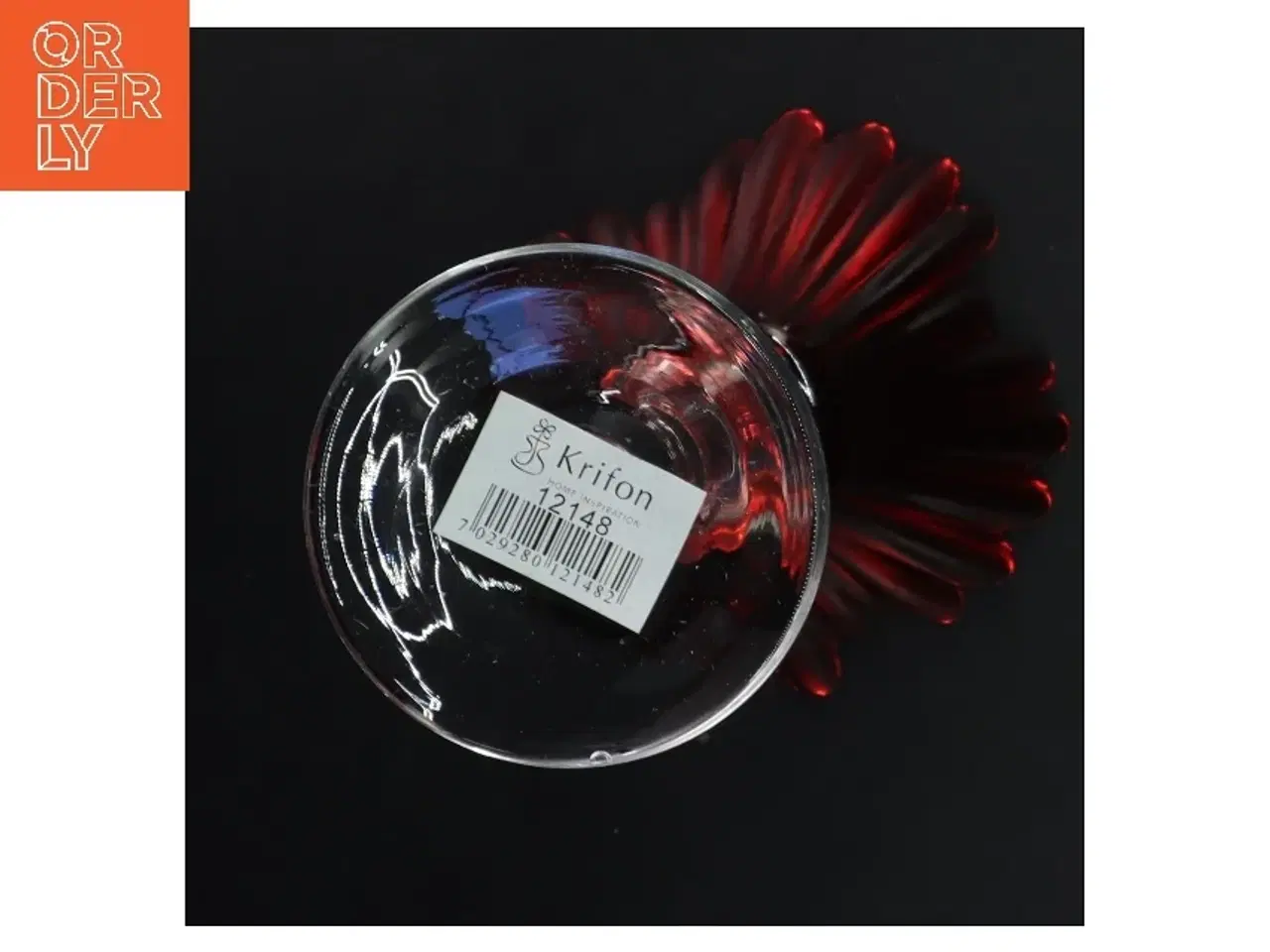 Billede 3 - Rød glasvase på fod fra Krifon (str. 11x20 cm)