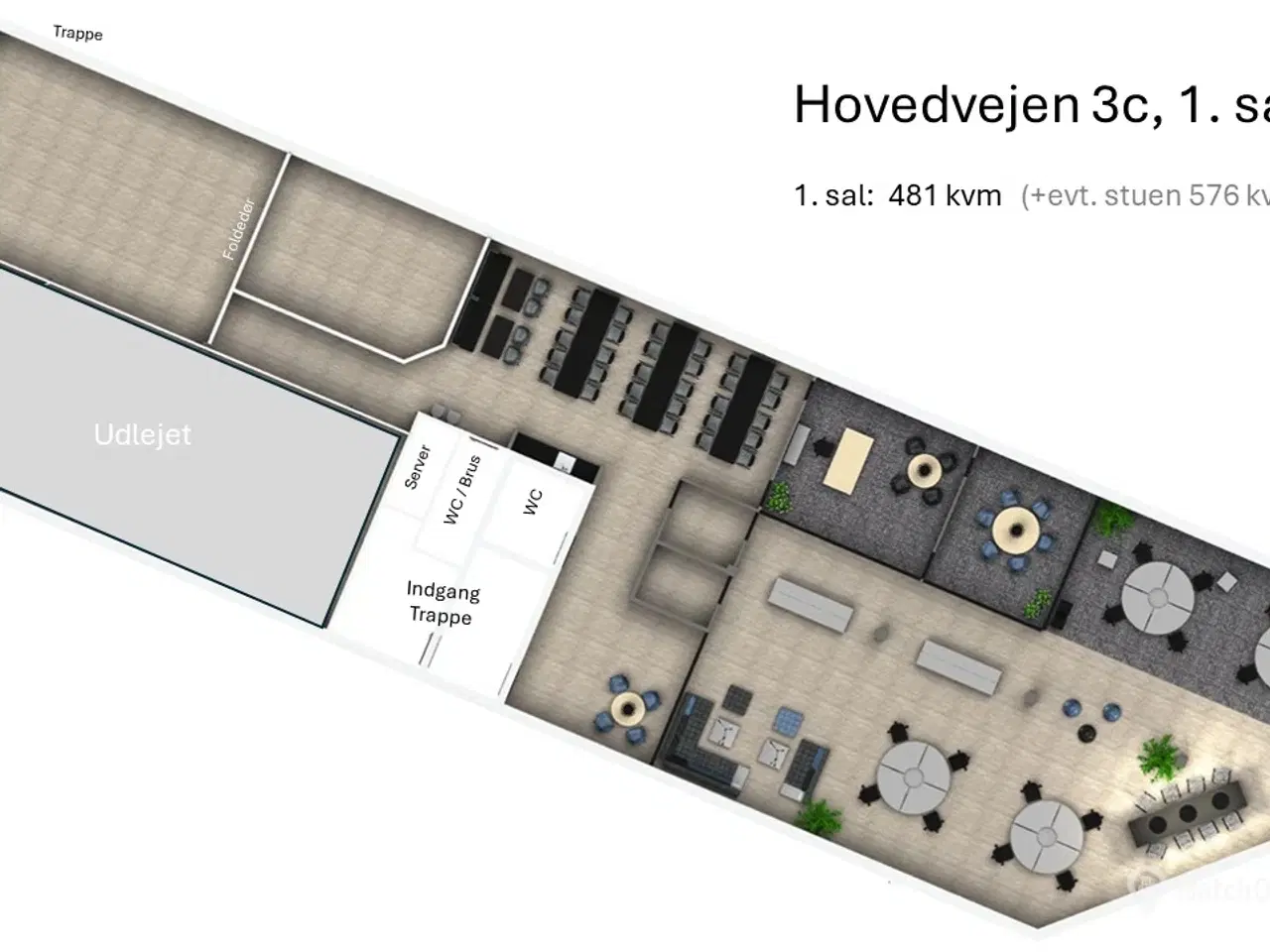 Billede 17 - 481-575 kontor på 1. sal og/eller 576 kvm i stuen (med port)