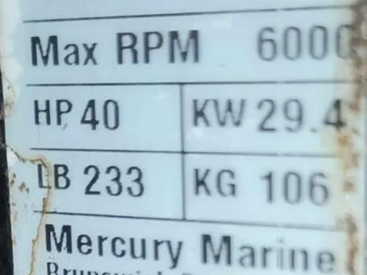 Billede 1 - Mercury Marine 40hk 4T 2008 (40ELPT) Reservedele