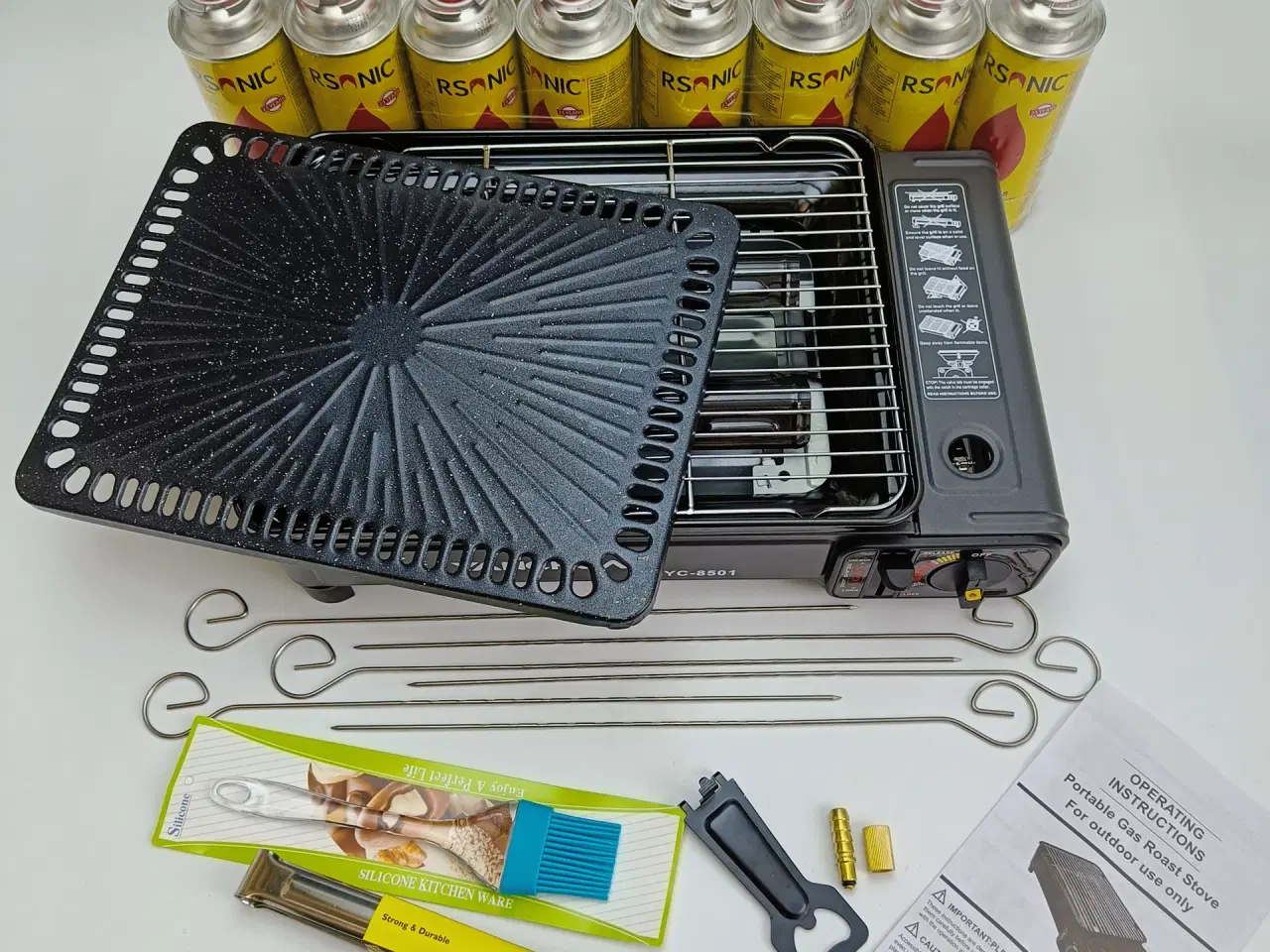 Billede 1 - NY! 2200W Bærbar Gasgrill + 12 Dåser med GAS
