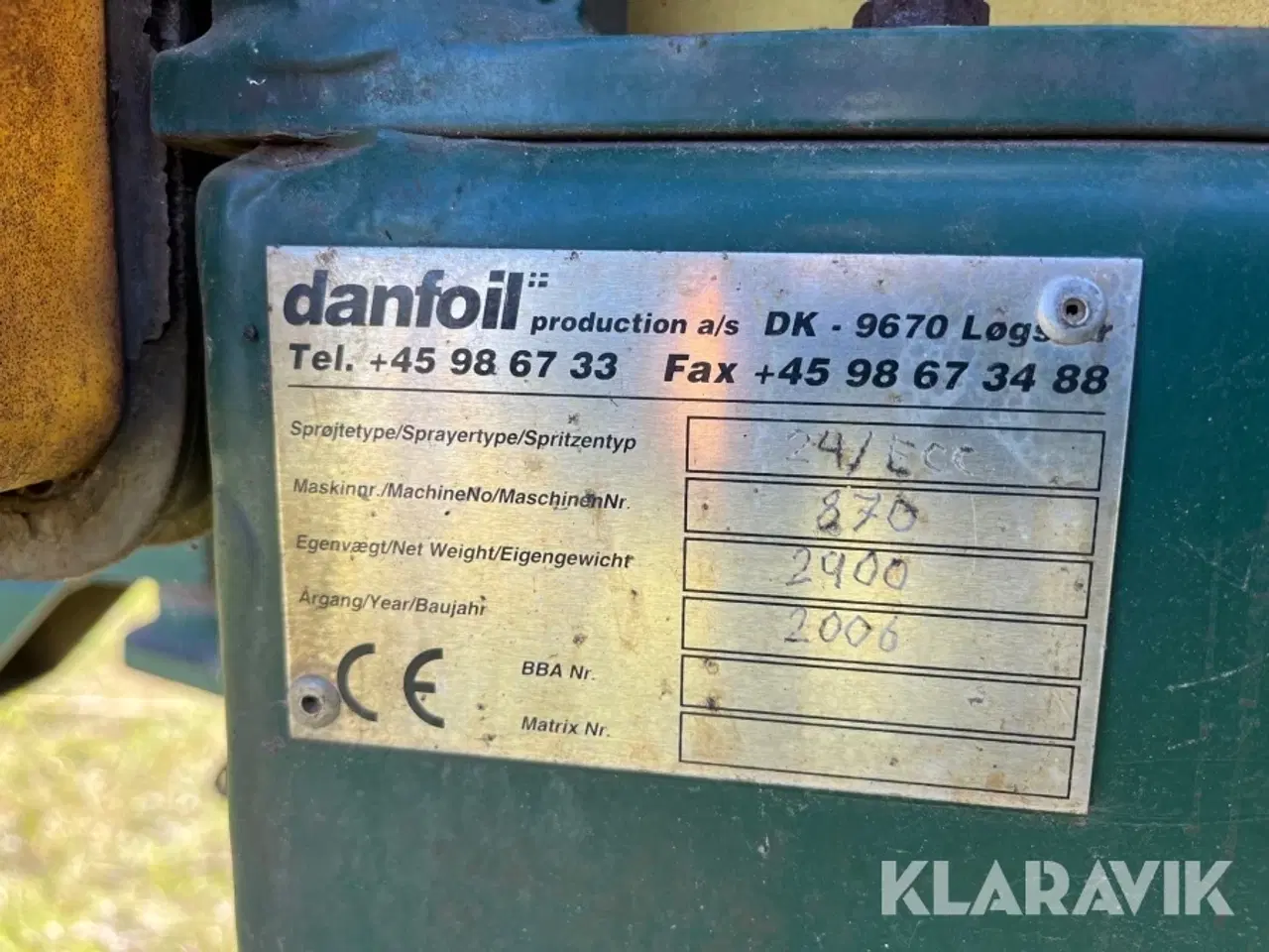Billede 5 - Trailersprøjte Danfoil Concorde 24/ecc 3000 Liter - 24 meter