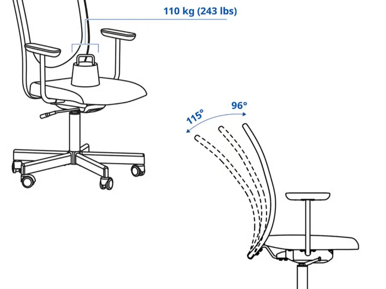 Billede 4 - Kontorstol m armlæn, beige