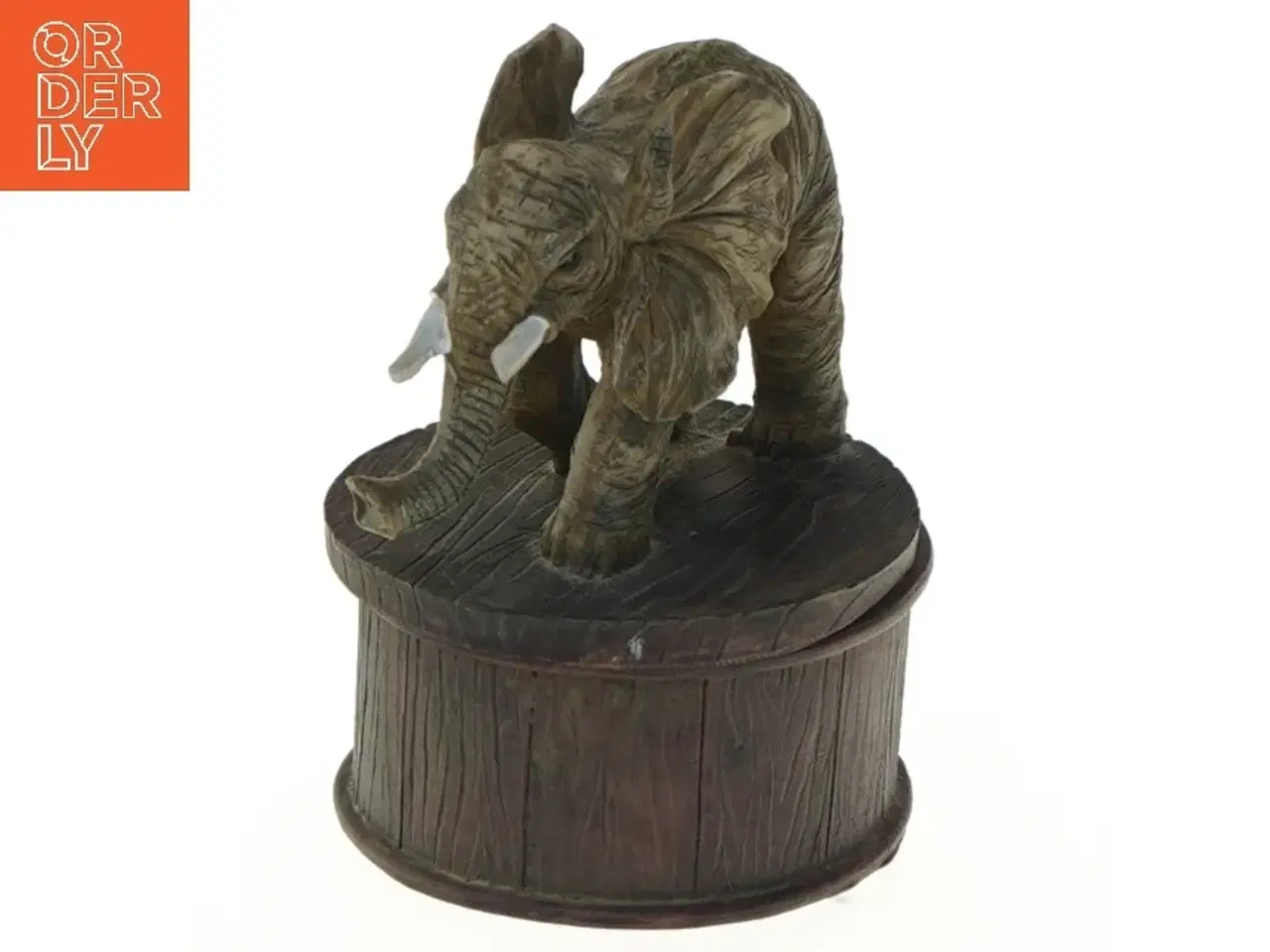 Billede 1 - Elefant dekoration på trææske (str. Ø 7,5x10 cm)