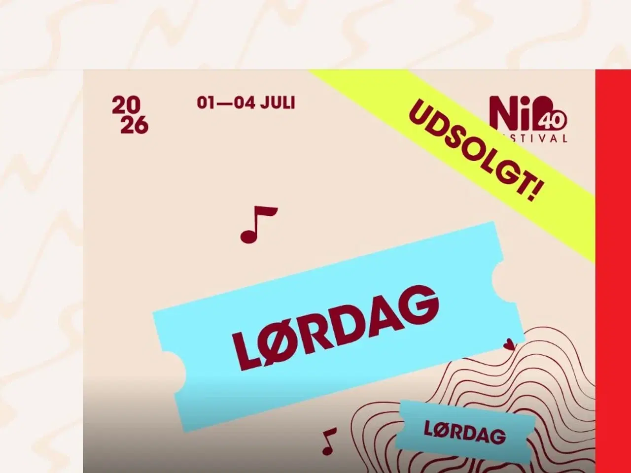 Billede 1 - Søger 2 x Nibe festival billet lørdag 2026