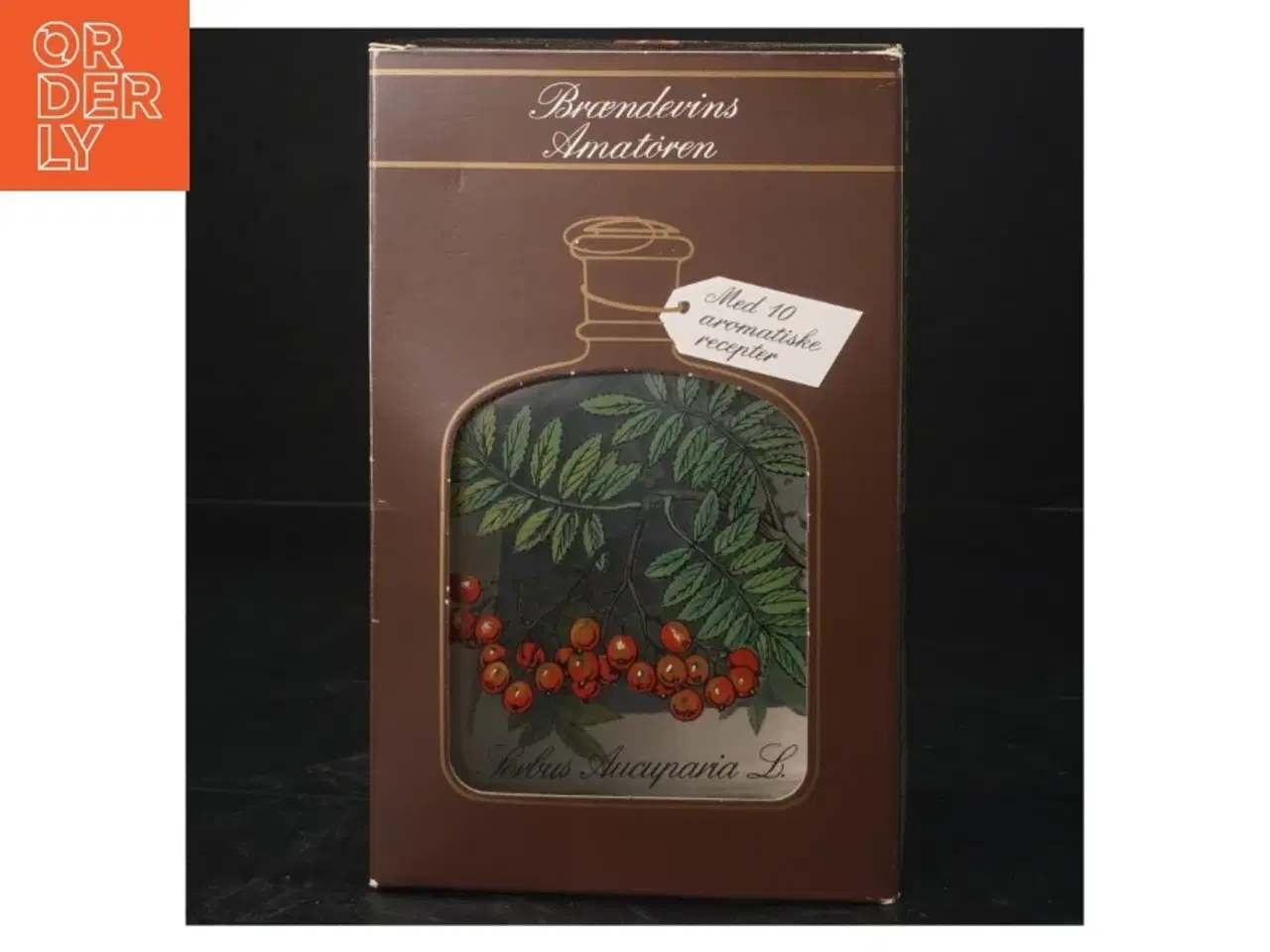 Billede 2 - Glasflaske med planteillustration fra Holmegaard (str. 18x10x7 cm)