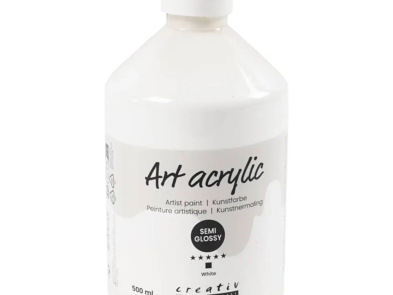 Billede 1 - Art Akrylmaling, halvblank, dækkende, hvid, 500ml/ 1 fl.