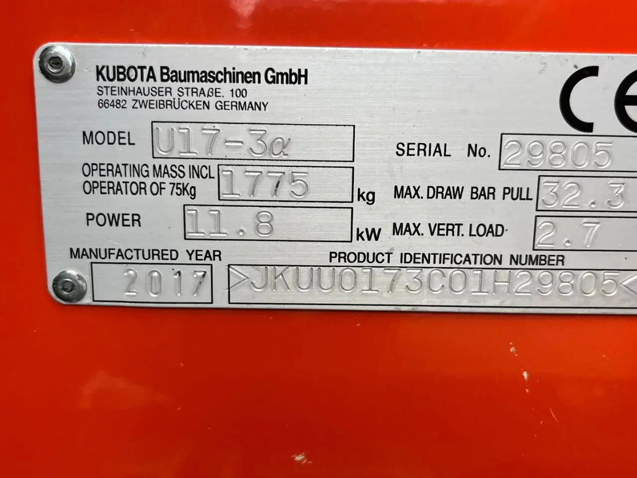 Billede 6 - Kubota U17-3 Hydraulisk hurtigskifte Kun kørt 212T