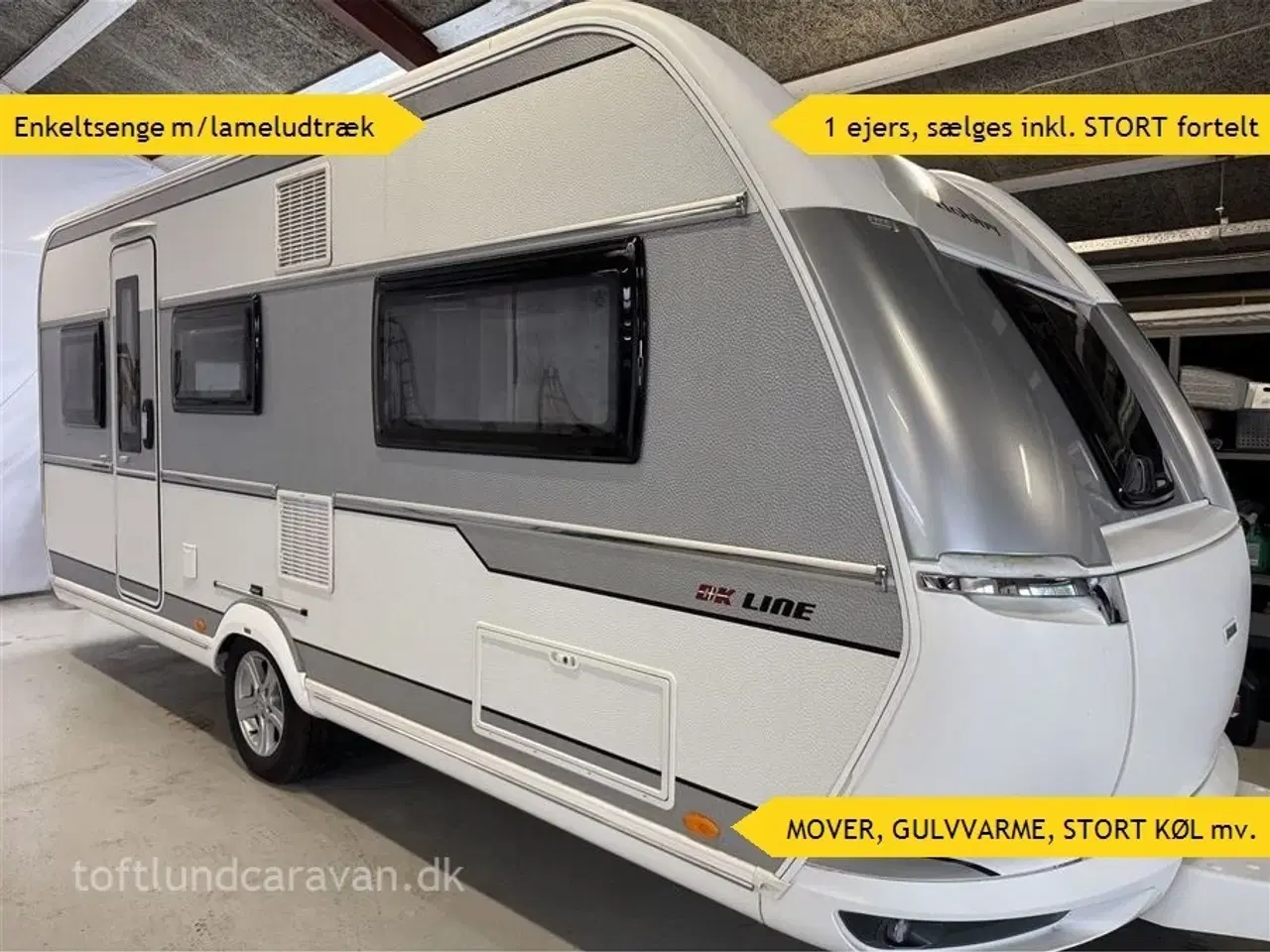 Billede 1 - 2020 - Hobby De Luxe 495 UL DK line   Superflot og velholdt, Enkeltsenge m/udtræk, m/MOVER + STORT ISABELLA FORTELT, DK-LINE model.