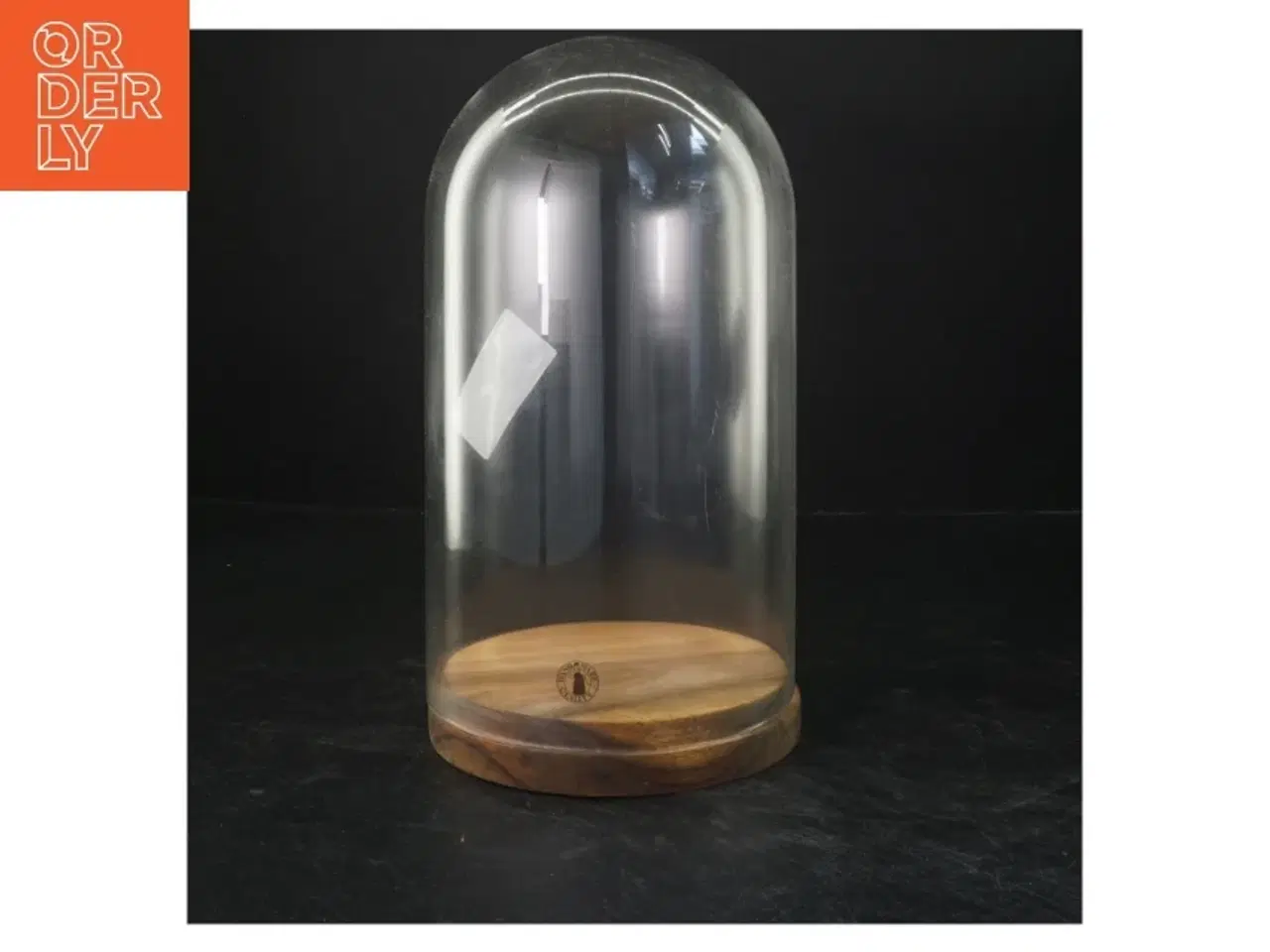 Billede 1 - Glas klokke med træbund (str. 26x14 cm)