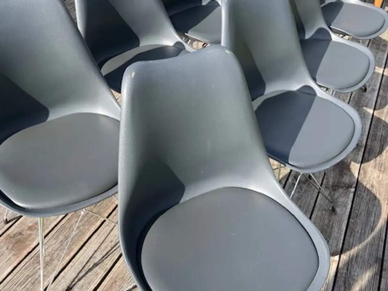 Billede 2 - Spisebordsstole antrazitgrå med stålben