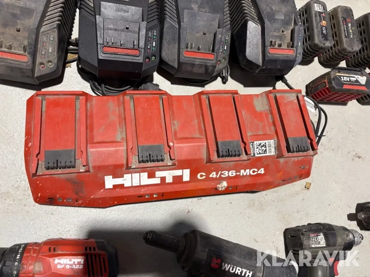 Billede 9 - Stort parti akkuværktøj – Wurth & Hilti – Slagnøgler, boremaskiner, vinkelslibere, batterier & ladere Hilti, Wurth