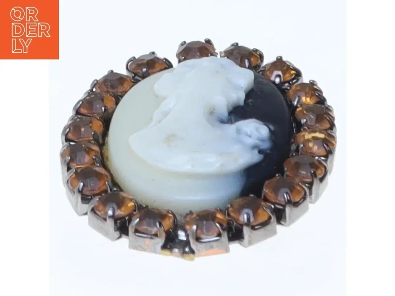 Billede 2 - Kamee broche med brun stenramme (str. 3,5 cm)