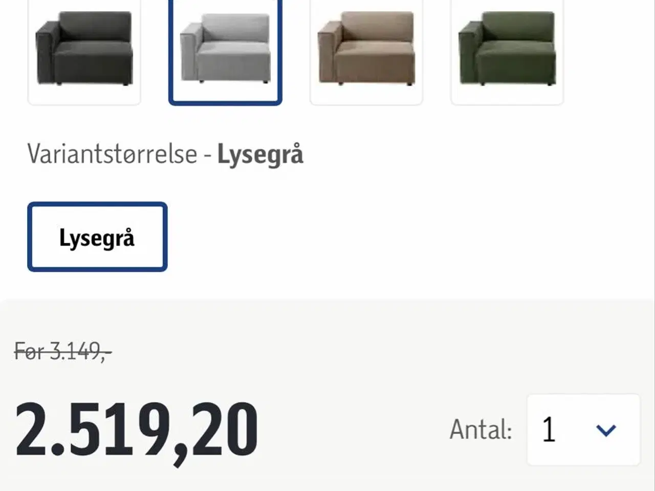 Billede 1 - Sofa modul opbygget, to pers, med puf.