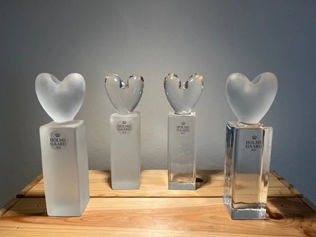 Billede 5 - 4 Smukke Holmegaard "Heart" hjertestager