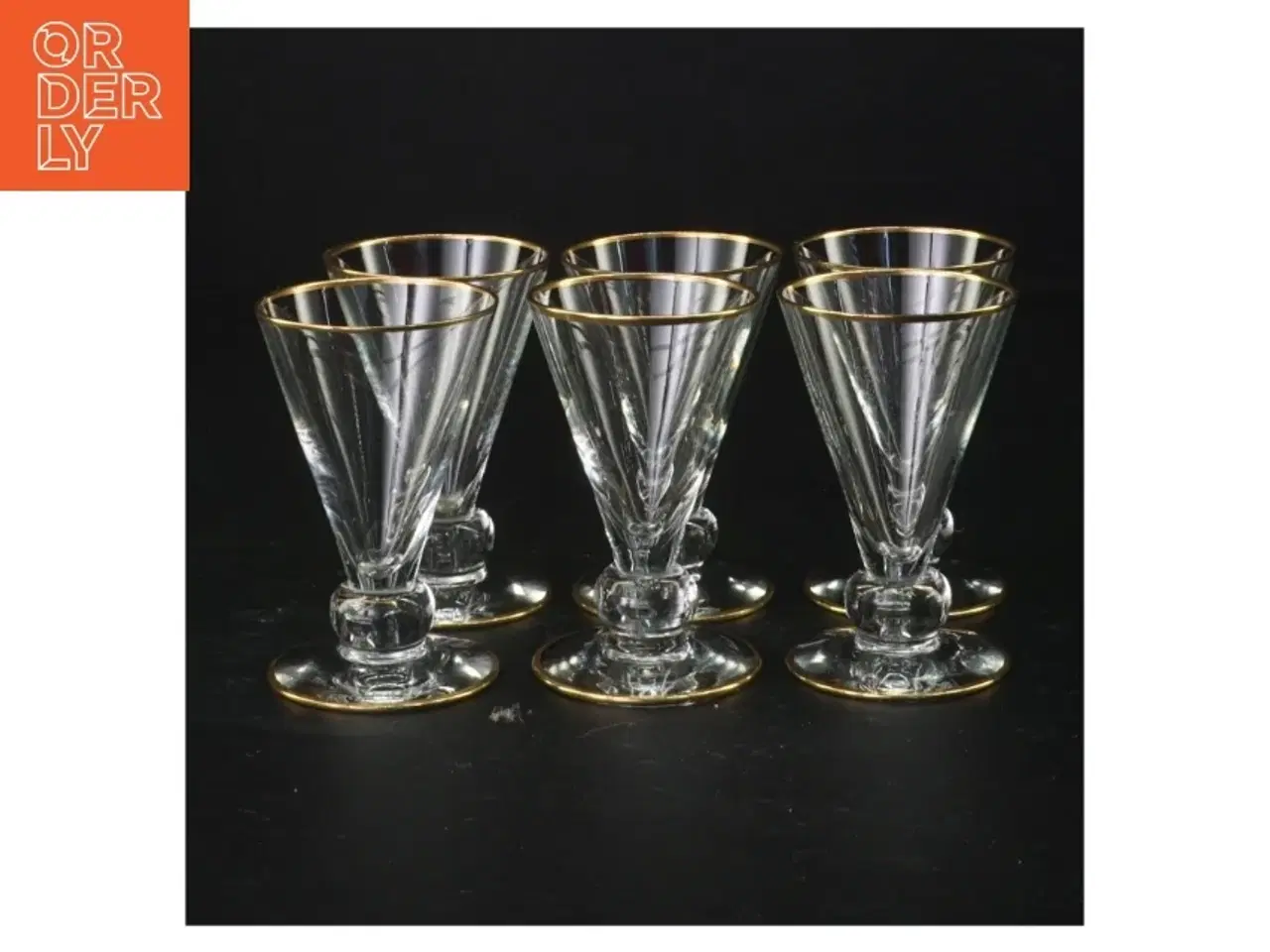 Billede 2 - Vintageglas med guldkant (str. 8 x 5 cm)