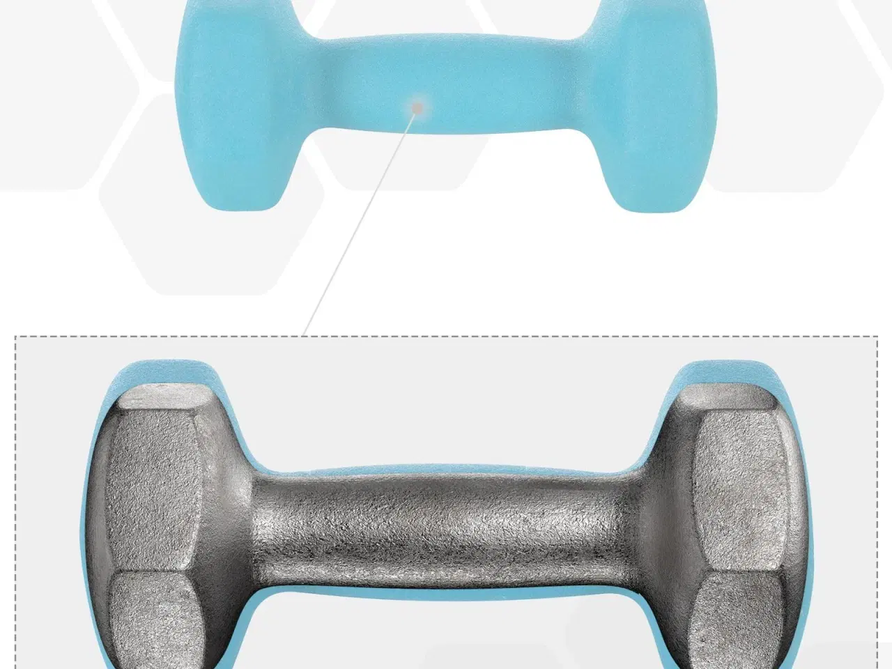 Billede 5 - Håndvægtsæt med stativ – SONGMICS hex håndvægte 2×1 kg, 2×2 kg, 2×3 kg, neopren, pink/aqua/blå