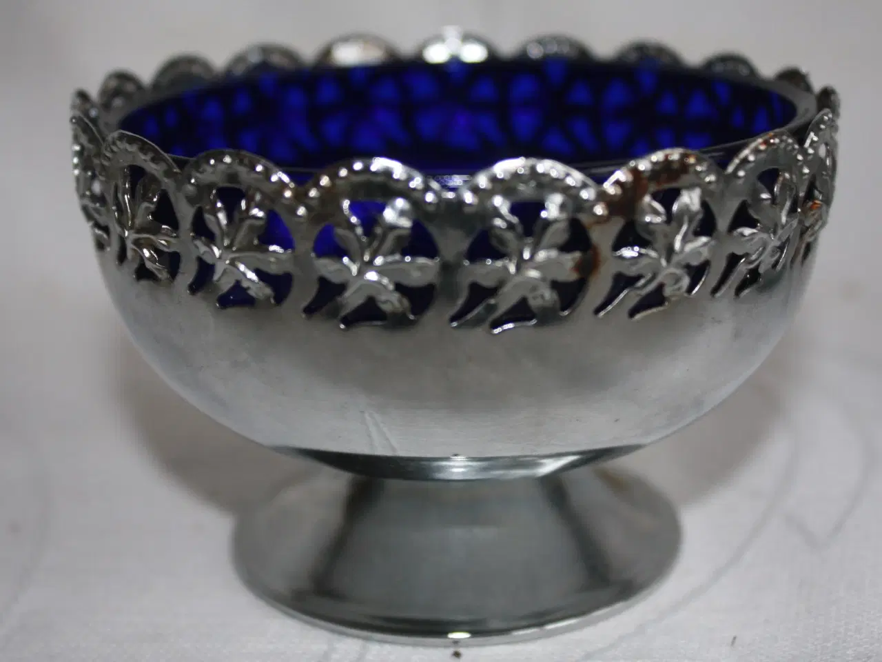 Billede 3 - Kandisskåle med blå glas indsats