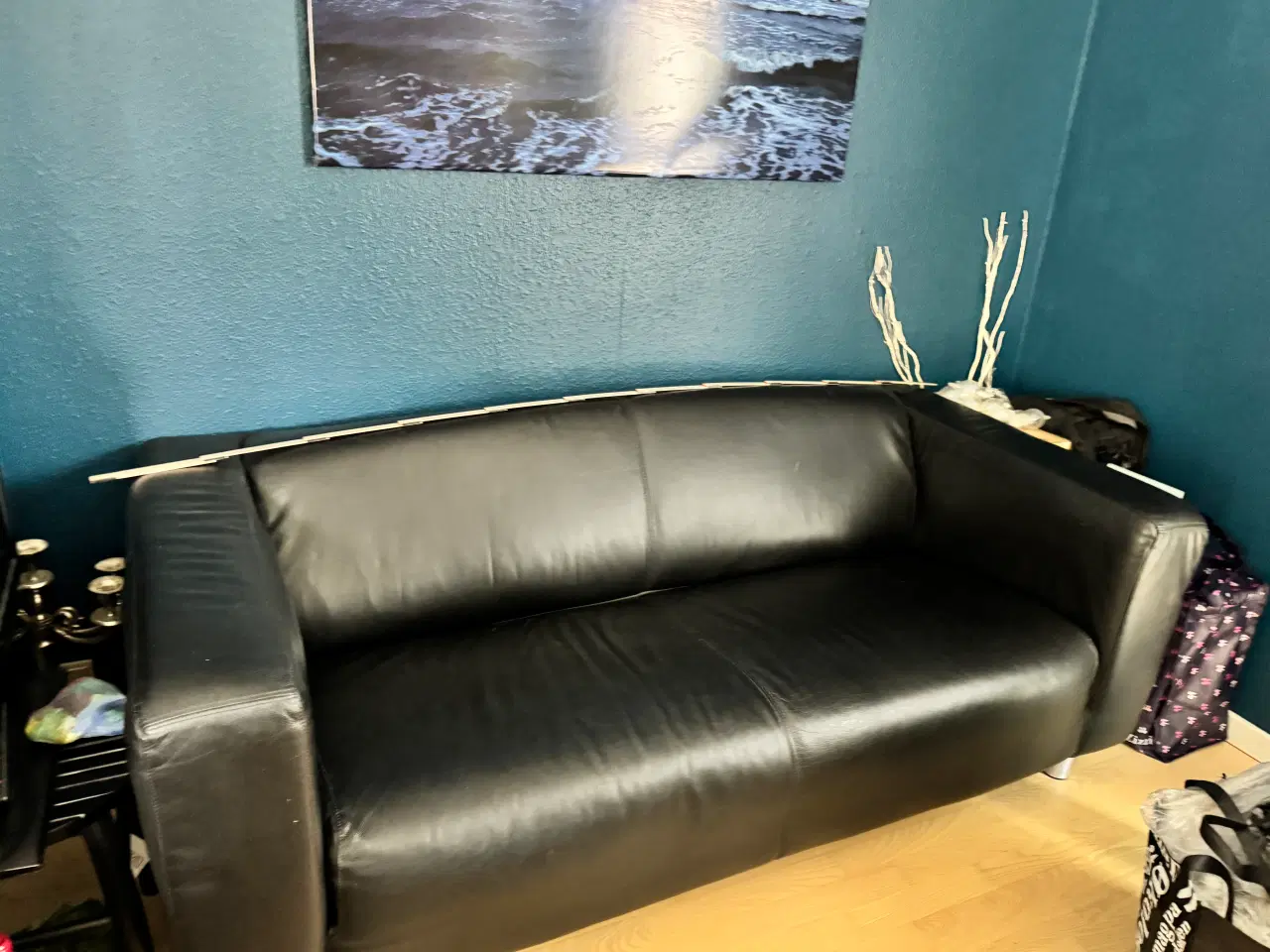 Billede 2 - Sort lædersofa, 2 personers 