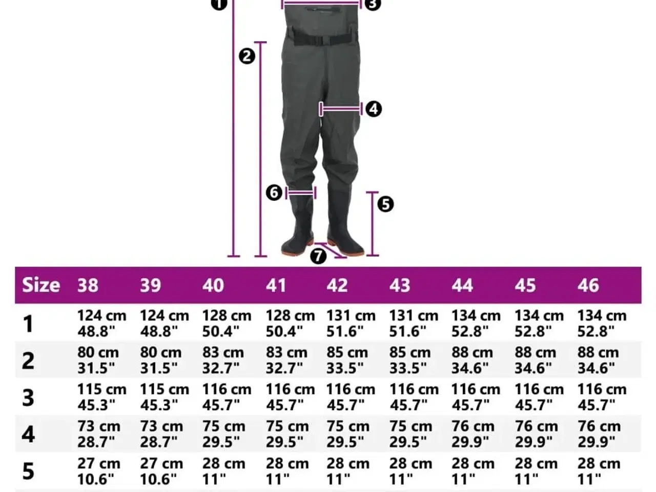 Billede 10 - Waders med støvler og bælte str. 46 mørkegrøn
