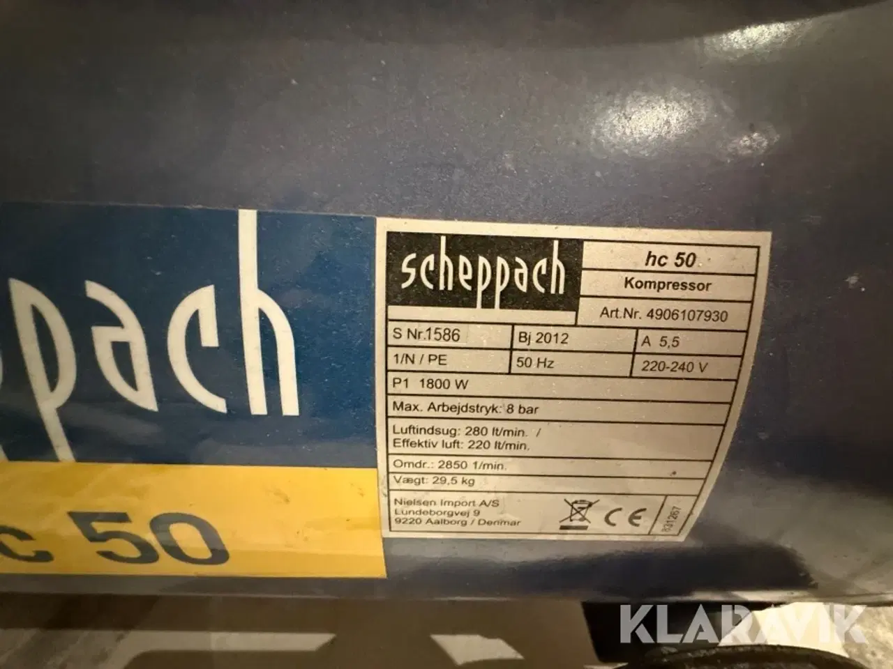 Billede 8 - Kompressorer Scheppach HC 50