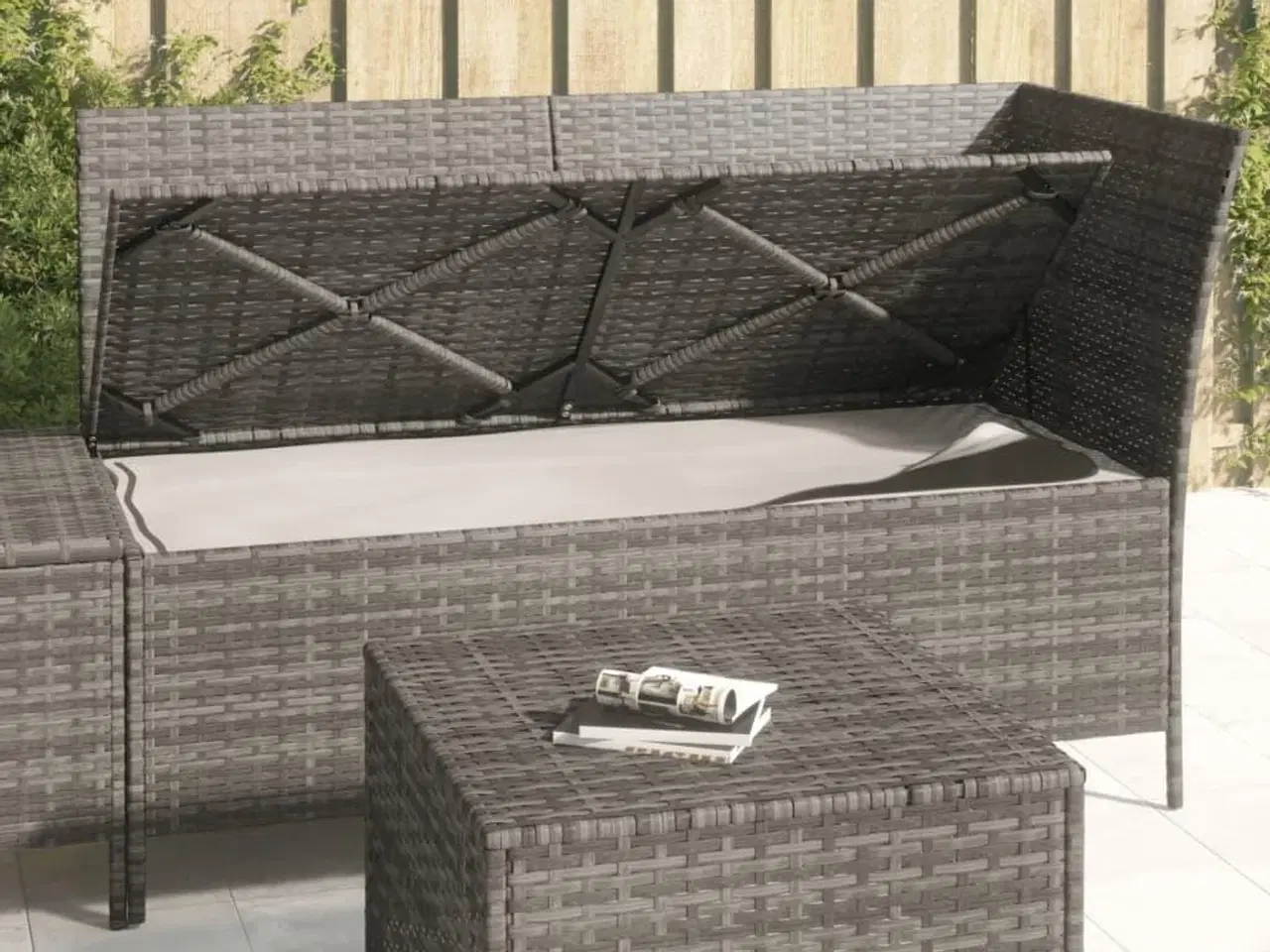 Billede 11 - Loungesæt til haven 3 dele med hynder polyrattan grå