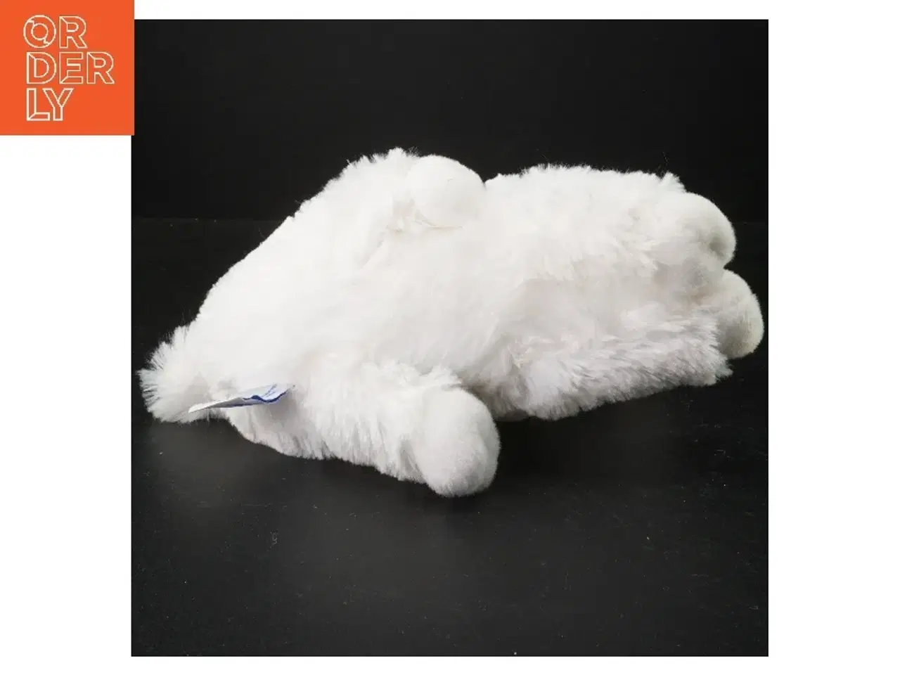 Billede 3 - Hvid plyskanin med blåt bånd fra Lambi (str. 24 x 11 cm)