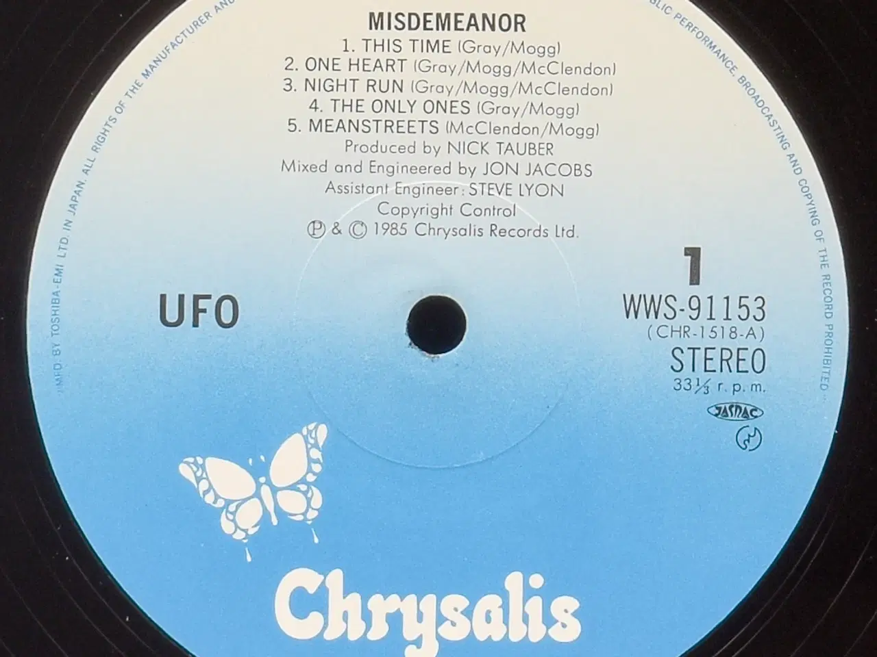Billede 5 - UFO - Misdemeanor - JAPAN 1985 (WWS-91153) EX/EX