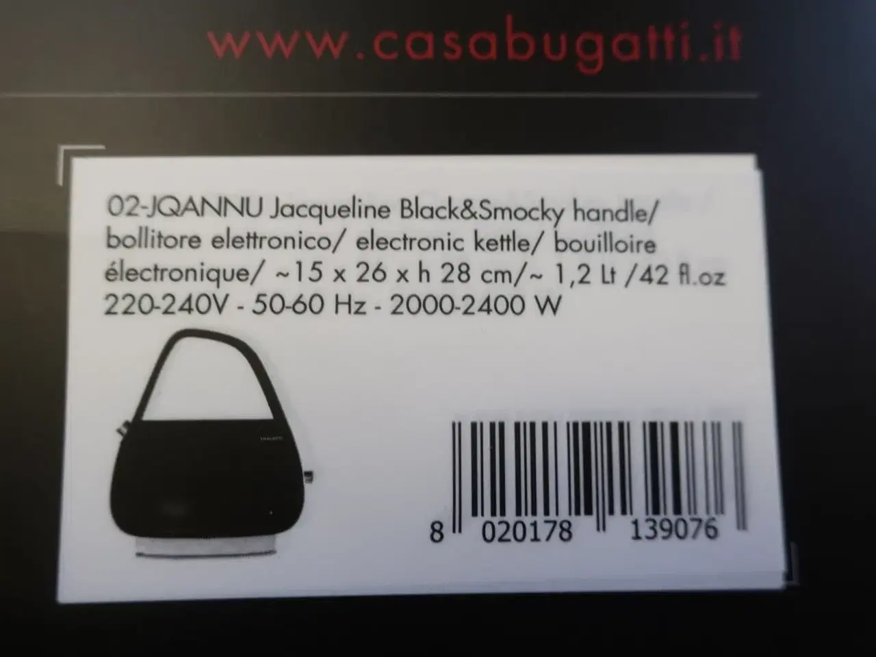 Billede 3 - El-keddel BUGATTI JAQUELINE 02-JQANNU med smokey håndtag