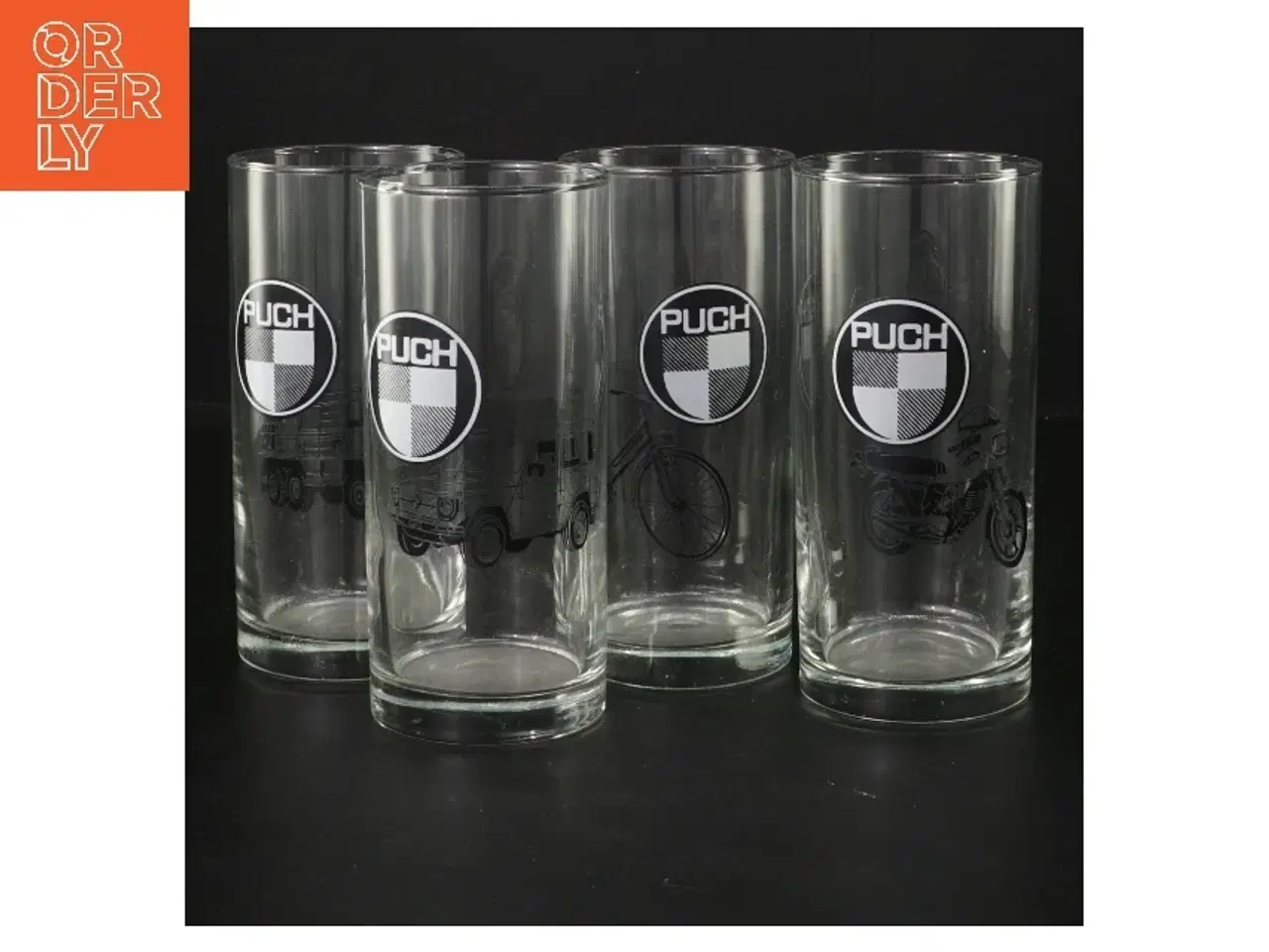 Billede 1 - 4 glas med Puch-logo fra Puch (str. Ø 6,5x13 cm)