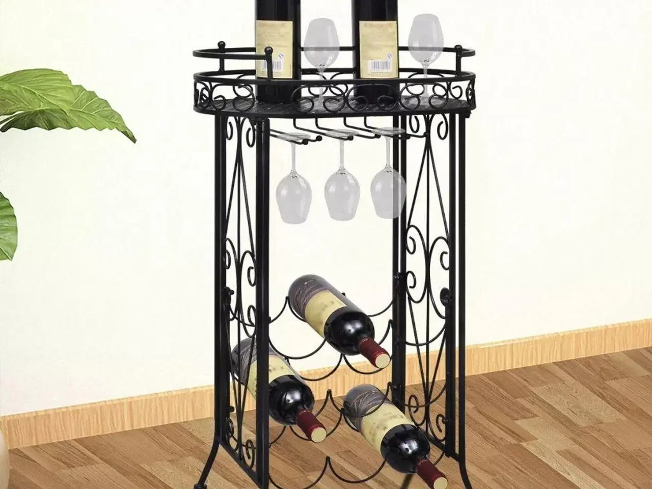 Billede 1 - Vinreol med glasholder 9 flasker metal