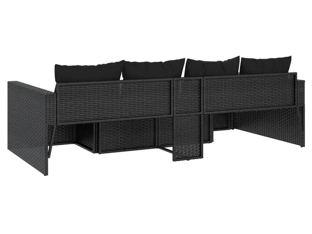 Billede 6 - Loungesæt til haven 2 dele med hynder polyrattan sort