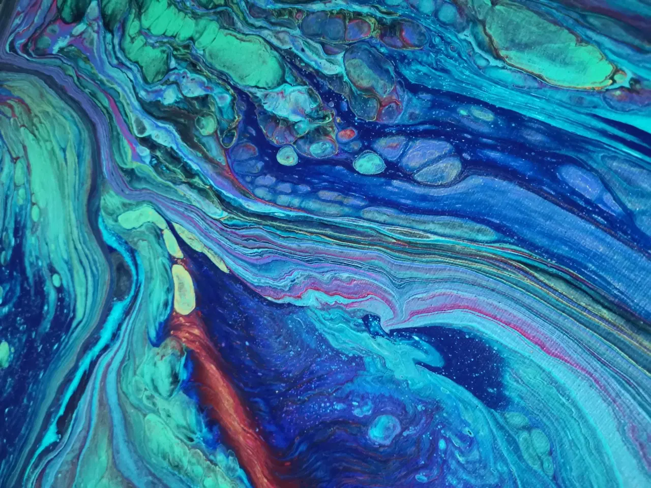Billede 2 - Skønne blå farver fuldender dette Fluid Art maleri