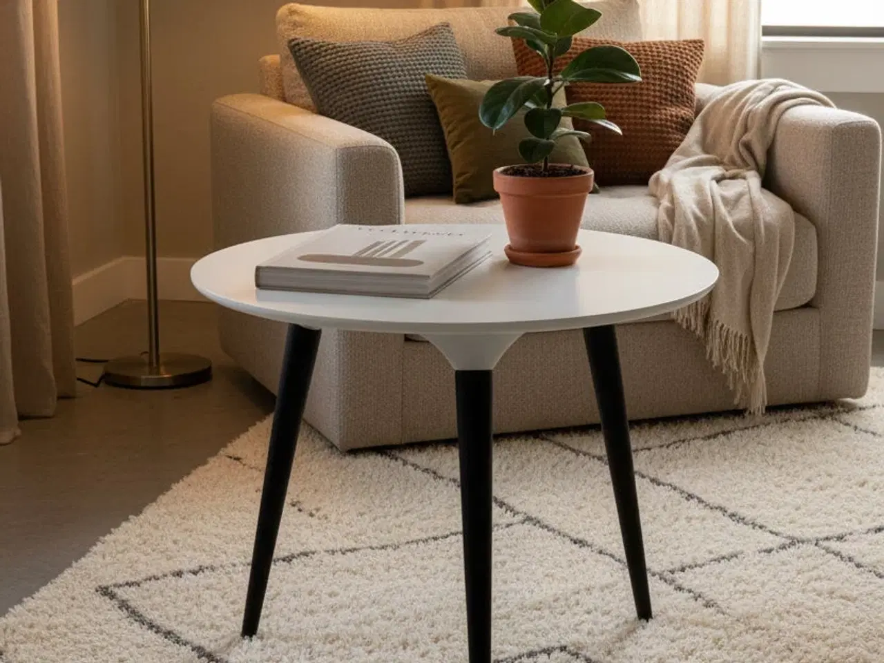 Billede 2 - Fredericia Furniture Icicle Sofabord – Hvid/Sort Stel Ø50cm