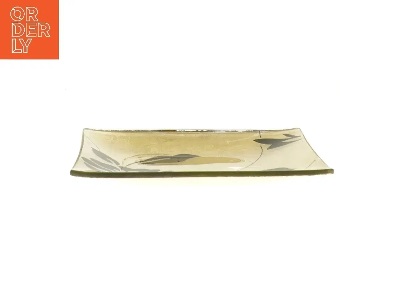 Billede 3 - Dekorativ glasfad med blomstermotiv (str. 15x15 cm)