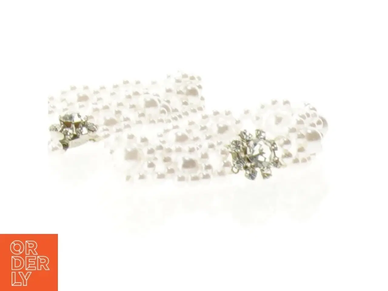 Billede 3 - Perlehalskæde og armbånd med rhinsten (str. 18 og 9 cm)