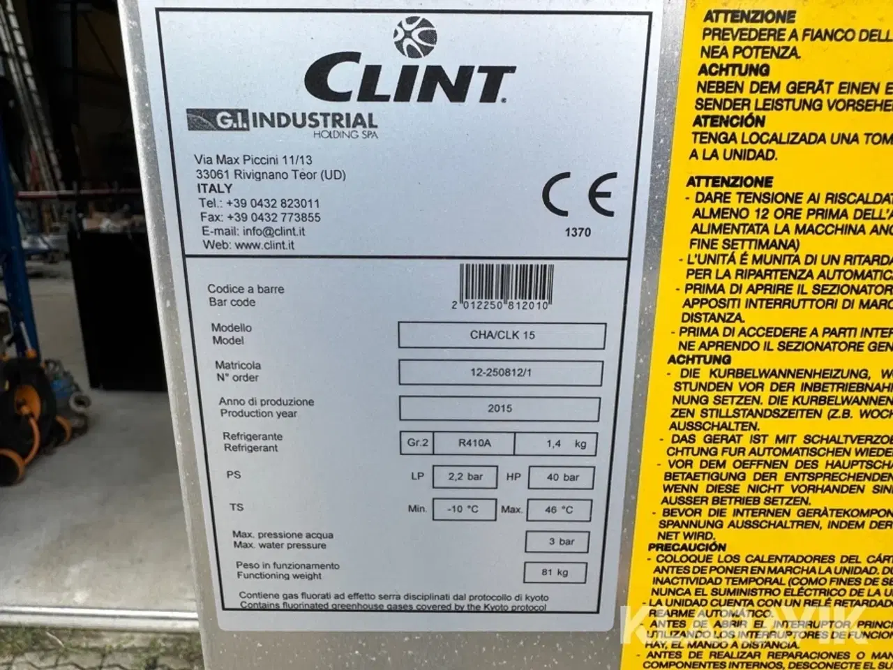 Billede 4 - Køleranlæg Clint CHA/CLK 15