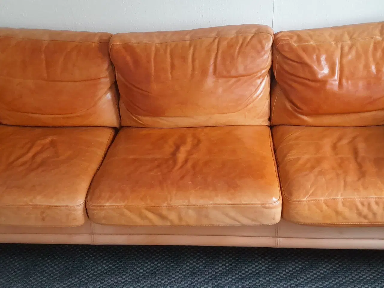 Billede 1 - Mogens Hansen 3 pesoners sofa i cognacfarvet læder