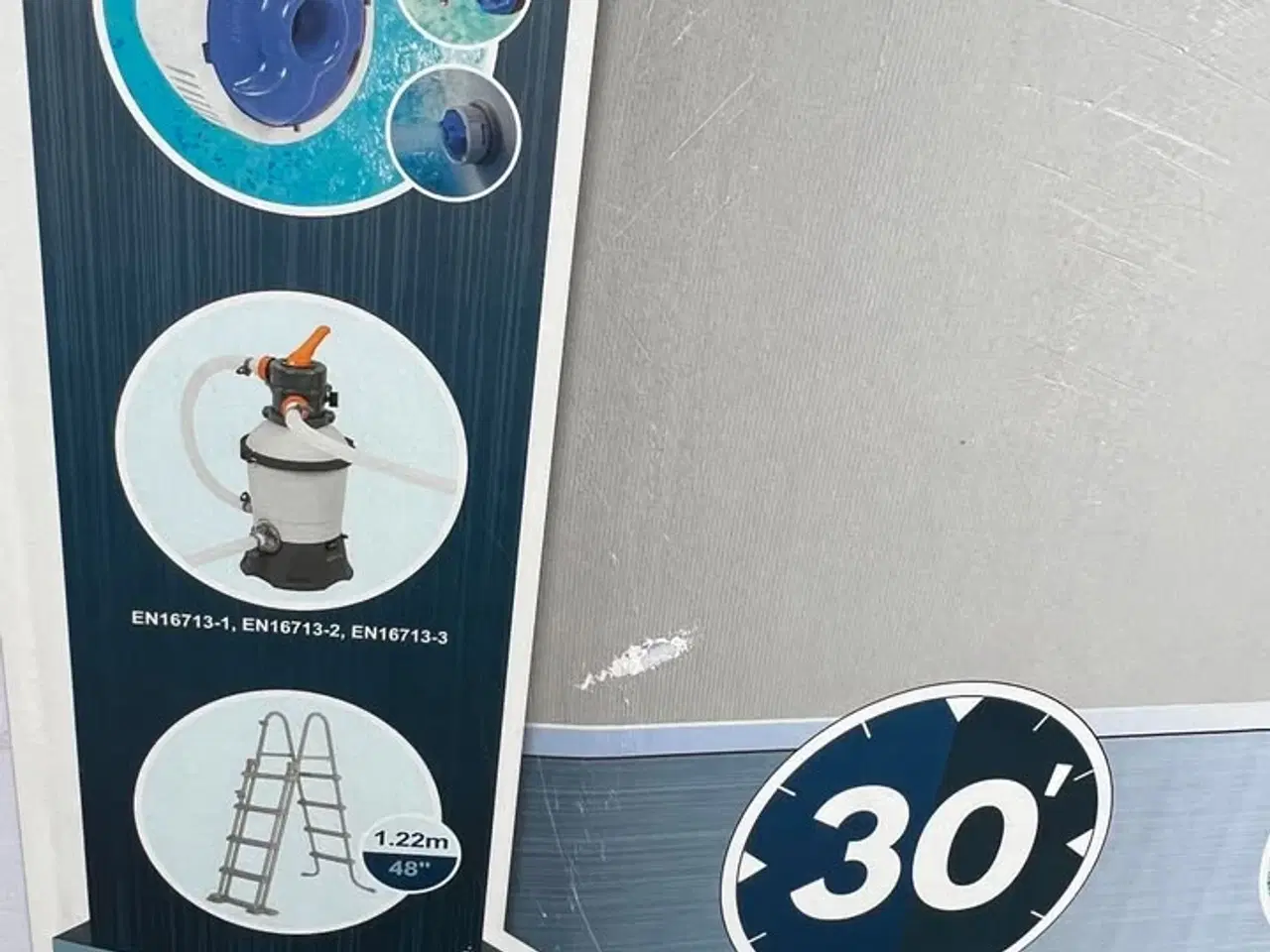 Billede 4 - Stor rektangulær pool inkl. sandfilterpumpe og til